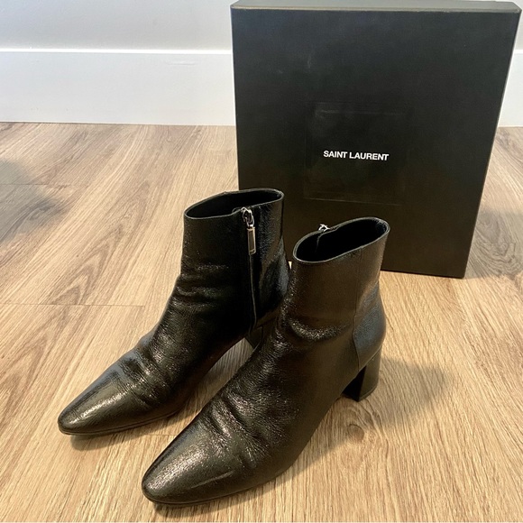 AUTHENTIC Saint Laurent black Loulou 50 ankle bootie boots in size 7.5 - Picture 14 of 16